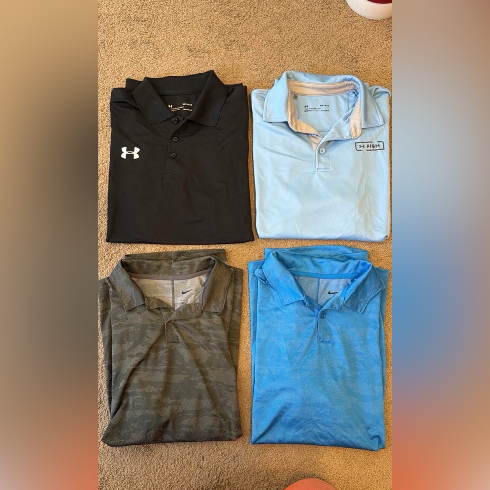 Under Armour and Nike Polo Shirt Set - Black, Light Blue, Gray, Blue
